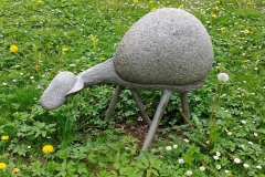 SHEEP, 1990, granite, aluminium