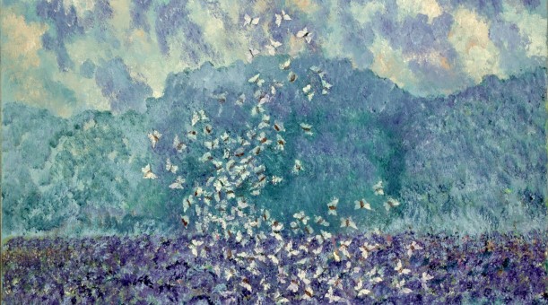 BUTTERFLIES ABOVE THE CABBAGE FIELD, oil on canvas