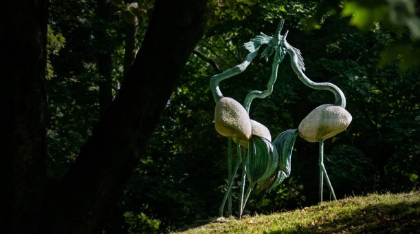 ŻURAWIE, 1992, granit, brąz